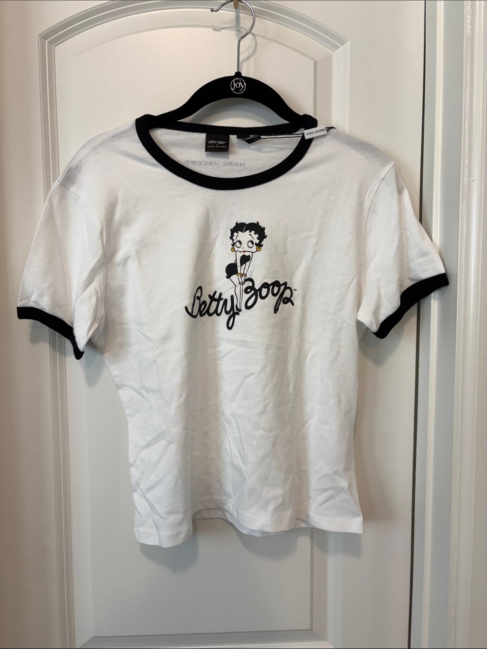 Marc Jacobs Ladies White & Black Betty Boop Ringer Tee